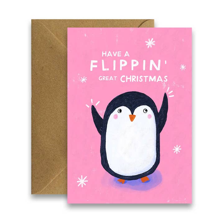 Flippin' Geweldige Kerst - Pinguïn Kerstkaart voor wholesale door By Claire Schorman