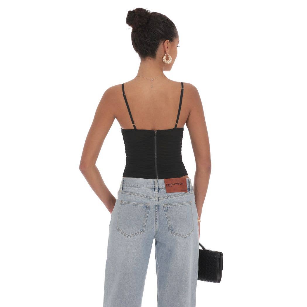 Lucy In The Sky - Wholesale Jurk - Dames - Korset Top van Transparant Mesh in Zwart1