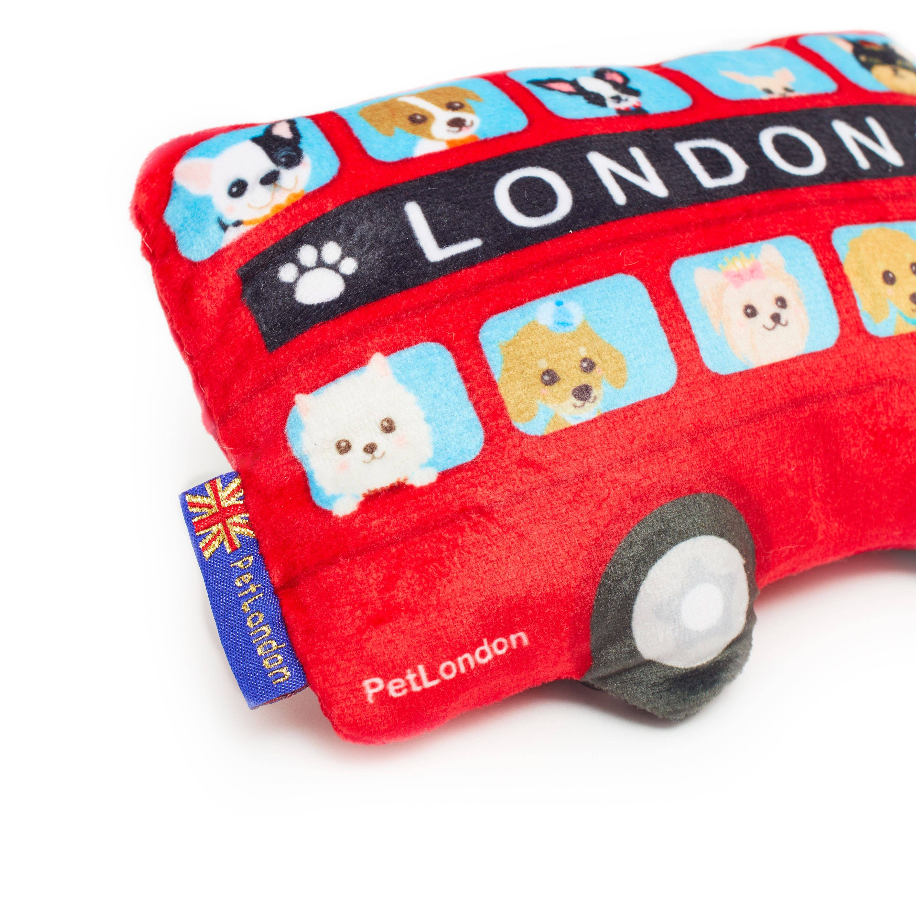 PetLondon – wholesale Pet plush toy – Dog – Mini London Bus Dog Toy1