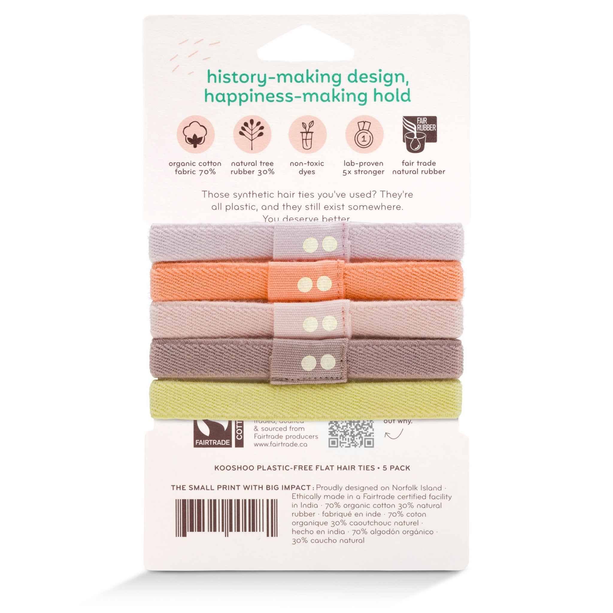 KOOSHOO – wholesale Hair tie – Plastic-free Flat Hair Ties Pastel Colors - Bright Spark4