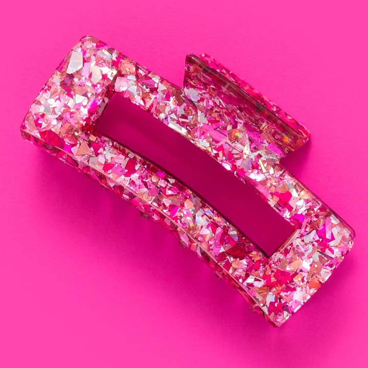 Garra de Cabelo - Grande - Rosa + Prateado com Confetti por atacado de Taylor Elliott Designs
