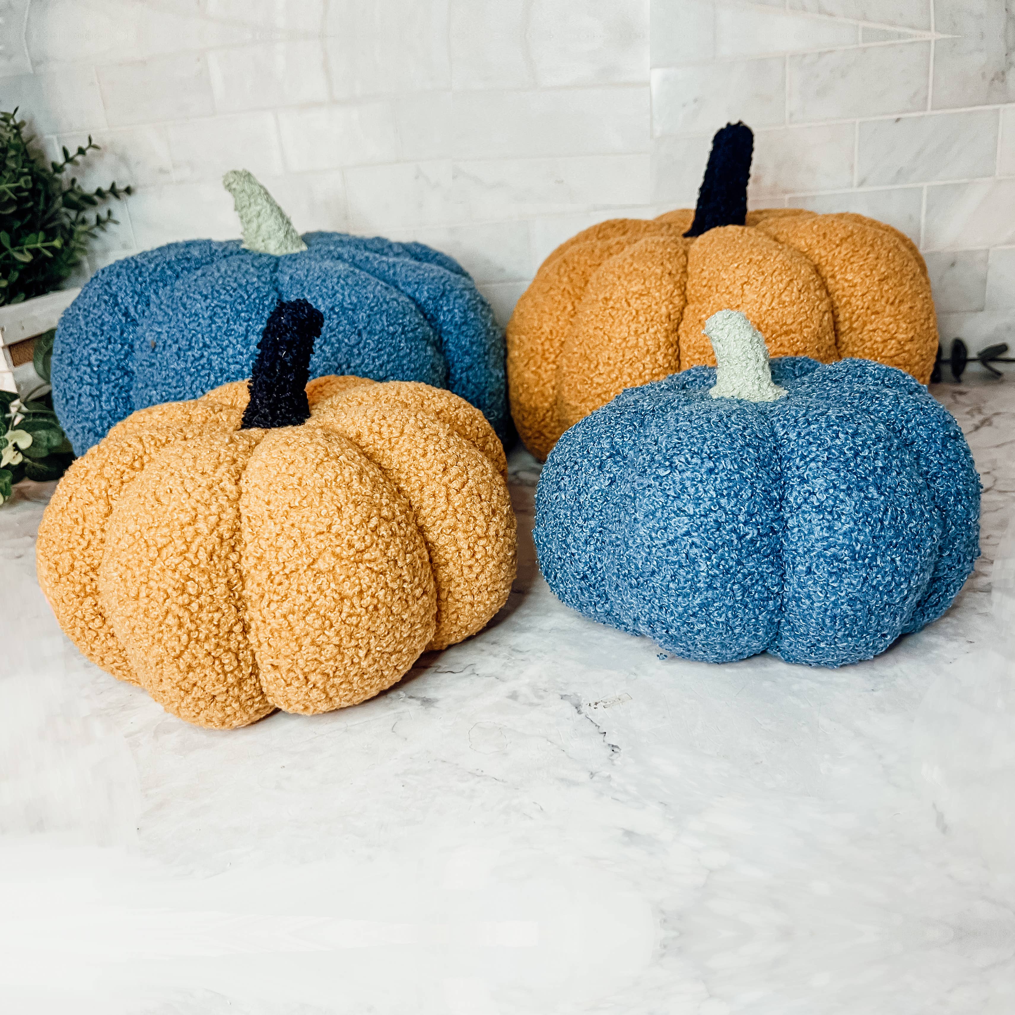 Gia Roma - Wholesale Decorative Tabletop Object - Neutral Fall + Halloween Home Decor, Cute Cotton Pumpkins BW56
