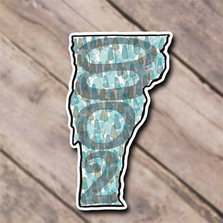 ”Vinter” Vermont Green Mountains 802 klistermärke eller magnet  för wholesale av Hudson Illustration Co - About Town Co