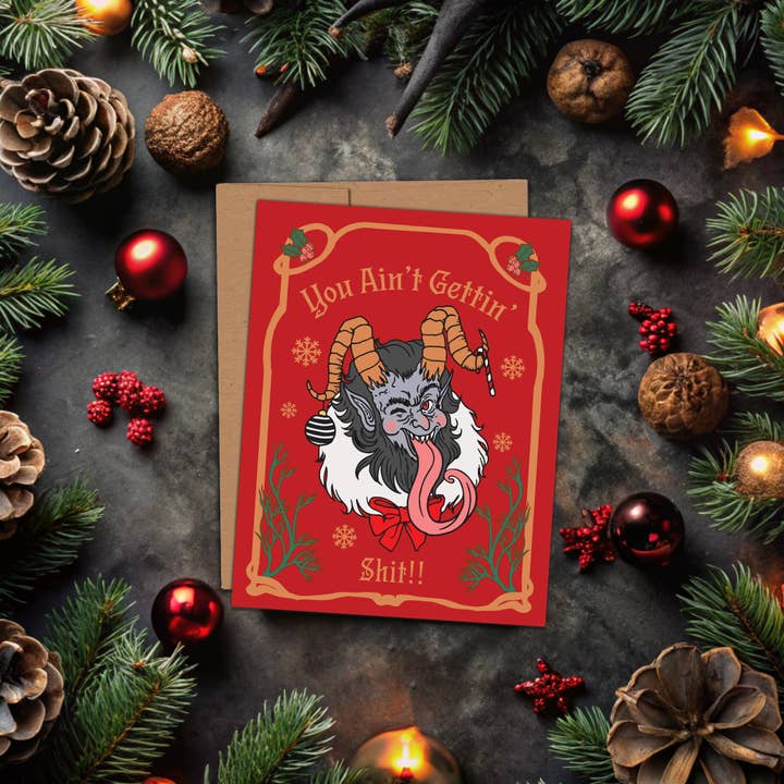 Spooky Glam Paper – wholesale Christmas card – Krampus Christmas Card — Funny Holiday Card-6 Card Set 1