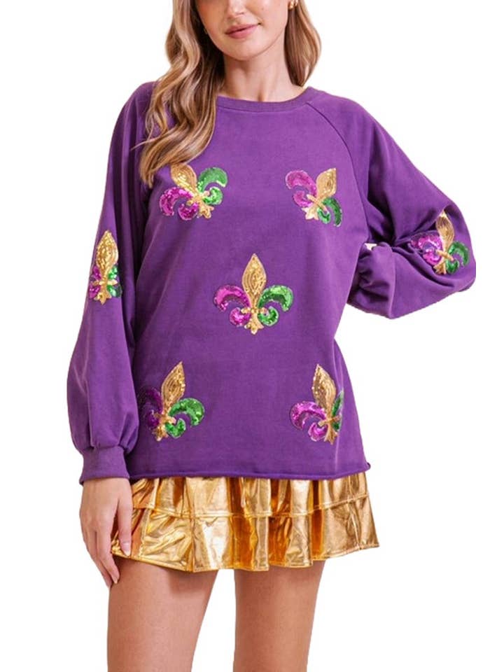 Vanilla Monkey - Wholesale T-Shirt (Graphic) - Women's - Mardi Gras Sequin Sweater Top2