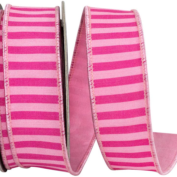 Bar Striped Dupioni Deluxe Backed Wired Edge Fuchsia/pink for wholesale by RELIANT RIBBON