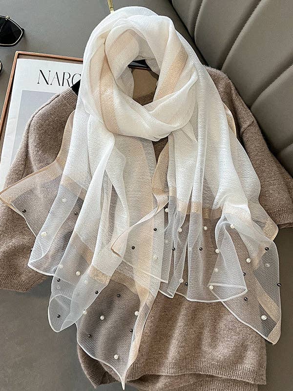 Sun-Protection Beaded See-Through Shawl&Scarf for wholesale by StyleGalX