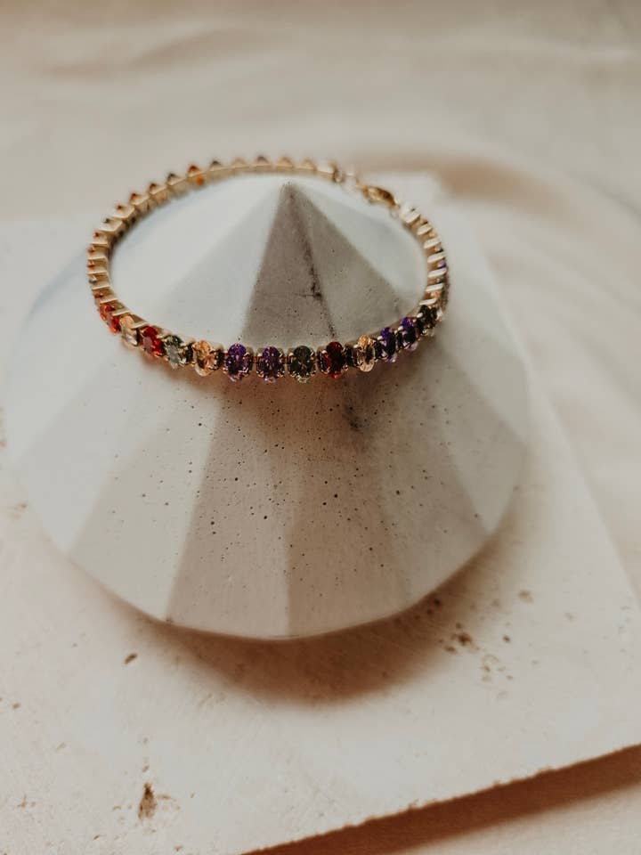 Rainbow Sparkly Tennis Bracelet for wholesale by Lotus & Lace Designs