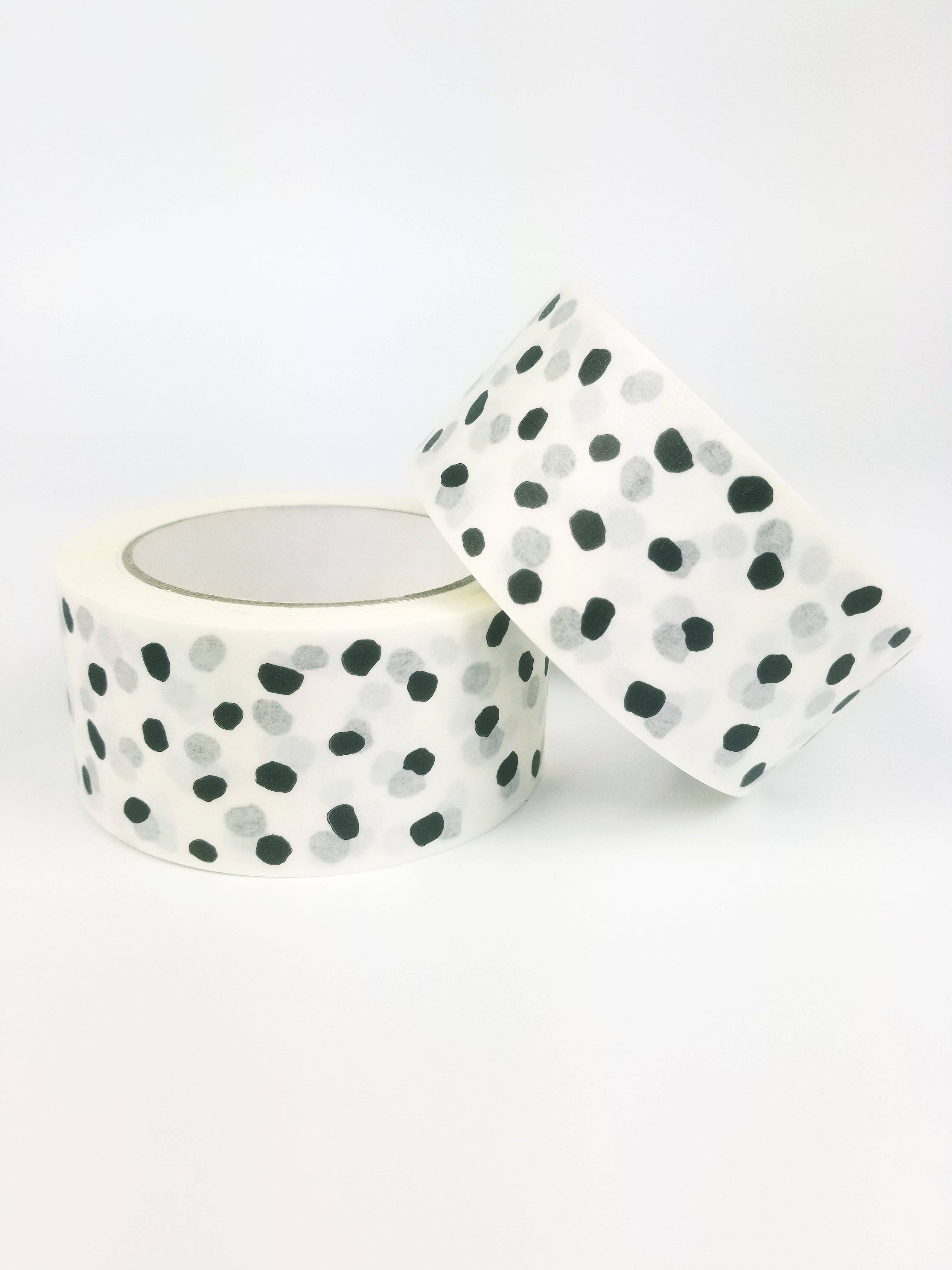 Tissue & Tape – wholesale Tape – Black polka dots on white paper | Packaging tape - 50mm4