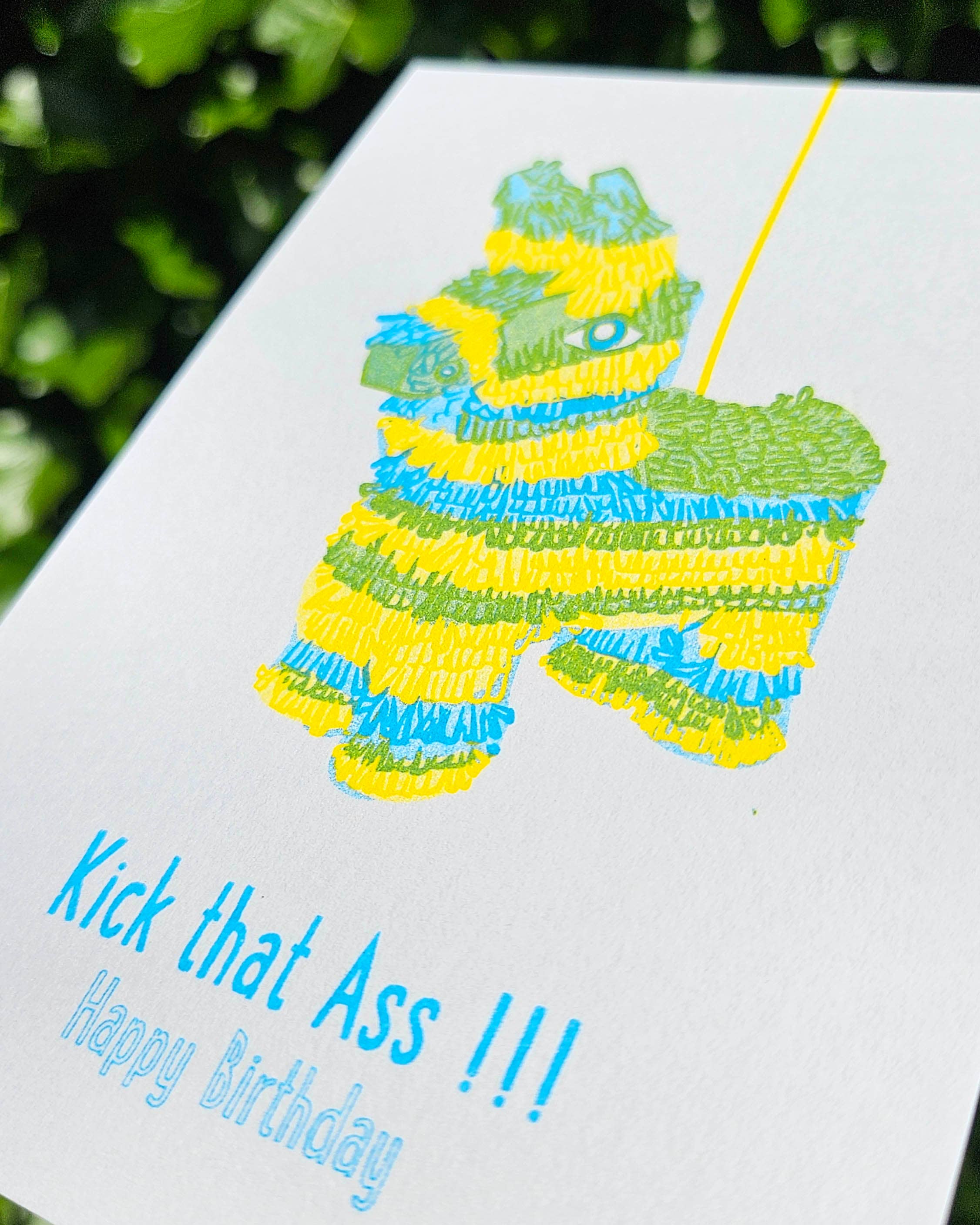 Studio Inktvis - Wholesale Birthday Card - Riso print Kick that ass Double Meaning, Double Celebration!3