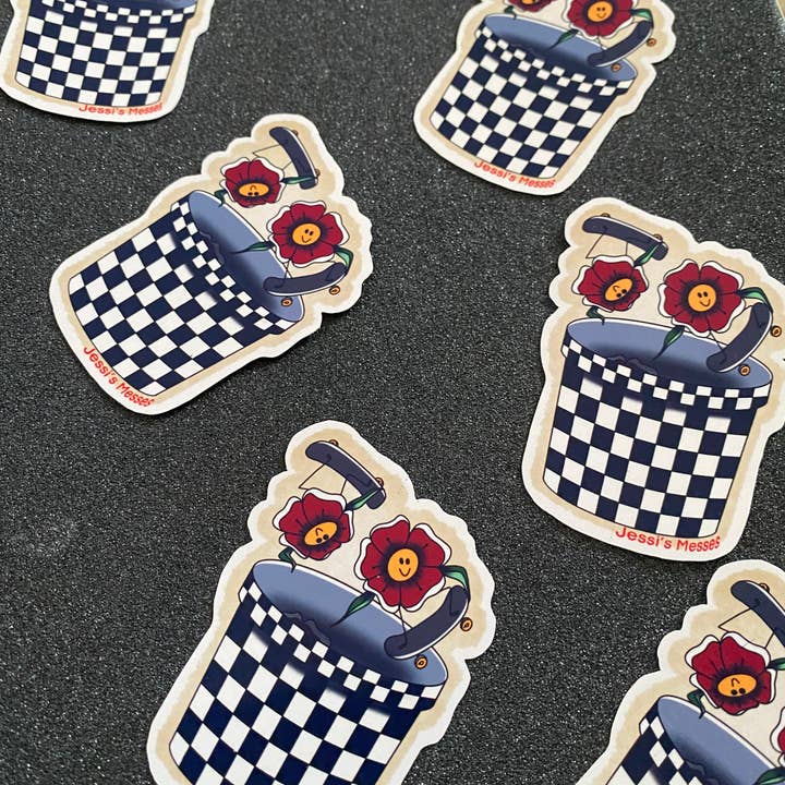 Jessi's Messes - Wholesale Sticker - Skateboarding Flowers Sticker1