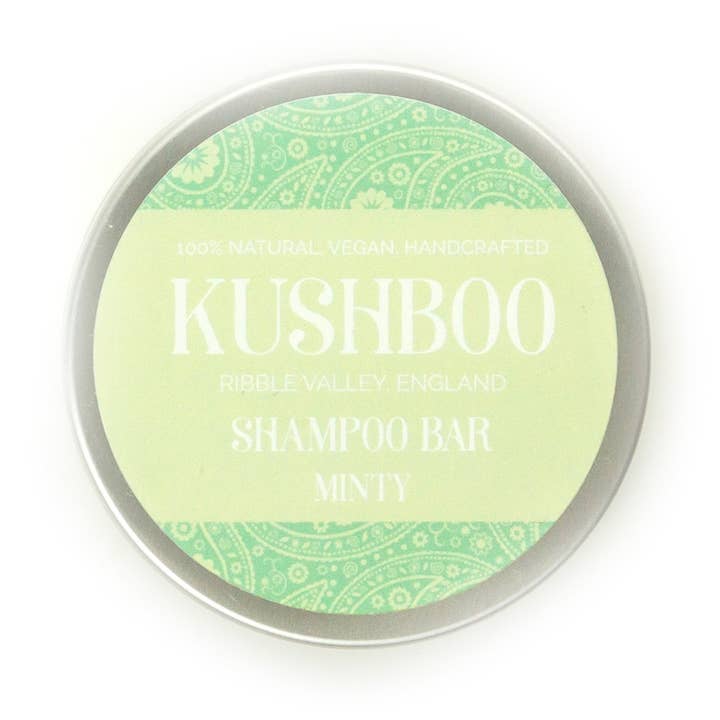 Minty Shampoo Bar with Aluminium Travel Tin for wholesale by Kushboo Soaps & Skincare