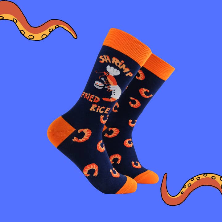 BLUE Shrimp Fried Rice Socks for wholesale on Faire1