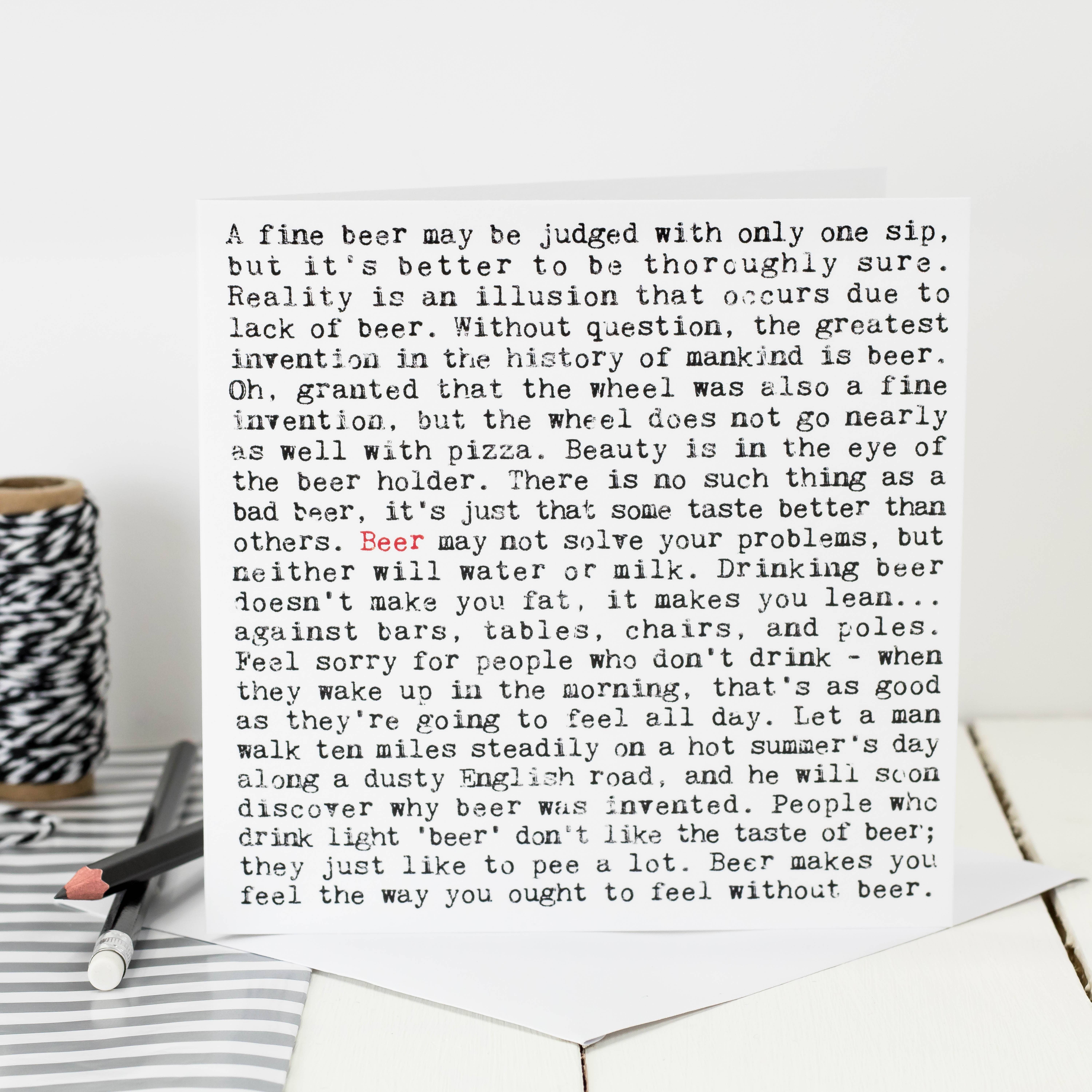 Coulson Macleod (U.S. Duties Paid) – wholesale Everyday greeting card – Beer Quotes Card, Beer Drinkers Card0