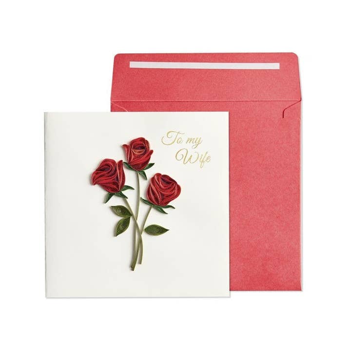 Quilled Roses Wife Birthday Card for wholesale by NIQUEA.D