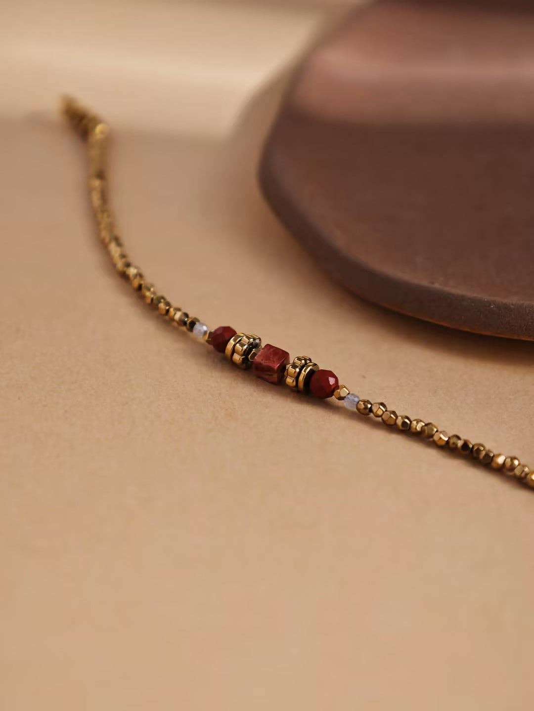 Revelari - Wholesale Beaded Bracelet - Gold and Red Beaded Bracelet1