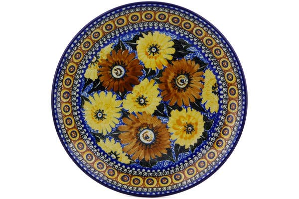 Polmedia Polish Pottery - Wholesale Dinner Plate - Dinner Plate 10½-inch Autumn Chrysanthemums Theme UNIKAT2