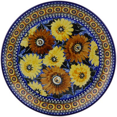 Polmedia Polish Pottery - Wholesale Dinner Plate - Dinner Plate 10½-inch Autumn Chrysanthemums Theme UNIKAT2