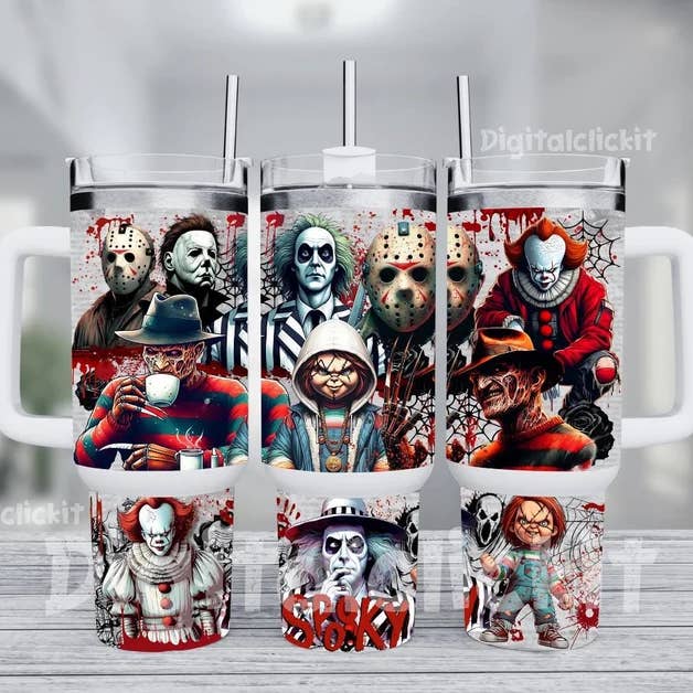 Horror Movie Theme 40oz Tumbler with Handle for wholesale by JAC Wholesale