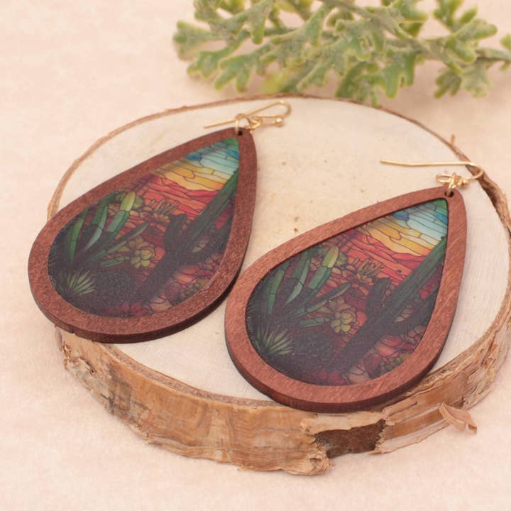 ZAD - Wholesale Dangle Earrings - Painted Desert Stained Glass Look Earrings2