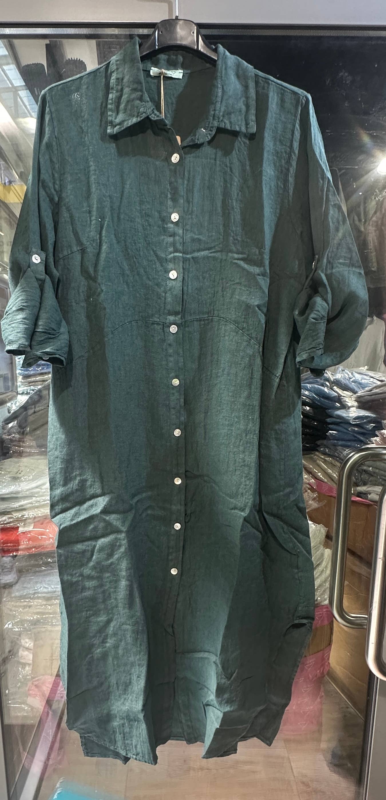 LÉA & LUC - Wholesale Dress - Women's - Long shirt dresses in 100% Linen REF. 148440