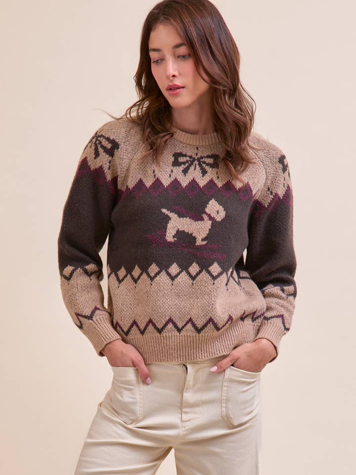 &MERCI - Wholesale Knit Sweater - Women's - DOG MOTIF SWEATER PULLOVER MSW1122225