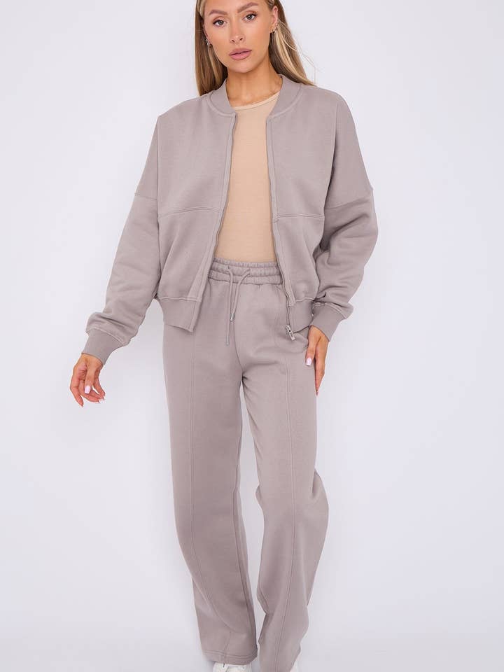 AX Labels - Wholesale Top & Pant Set (NOT Loungewear) - Women's - Oversized Bomber Style Fleece Zipper Co-ord2