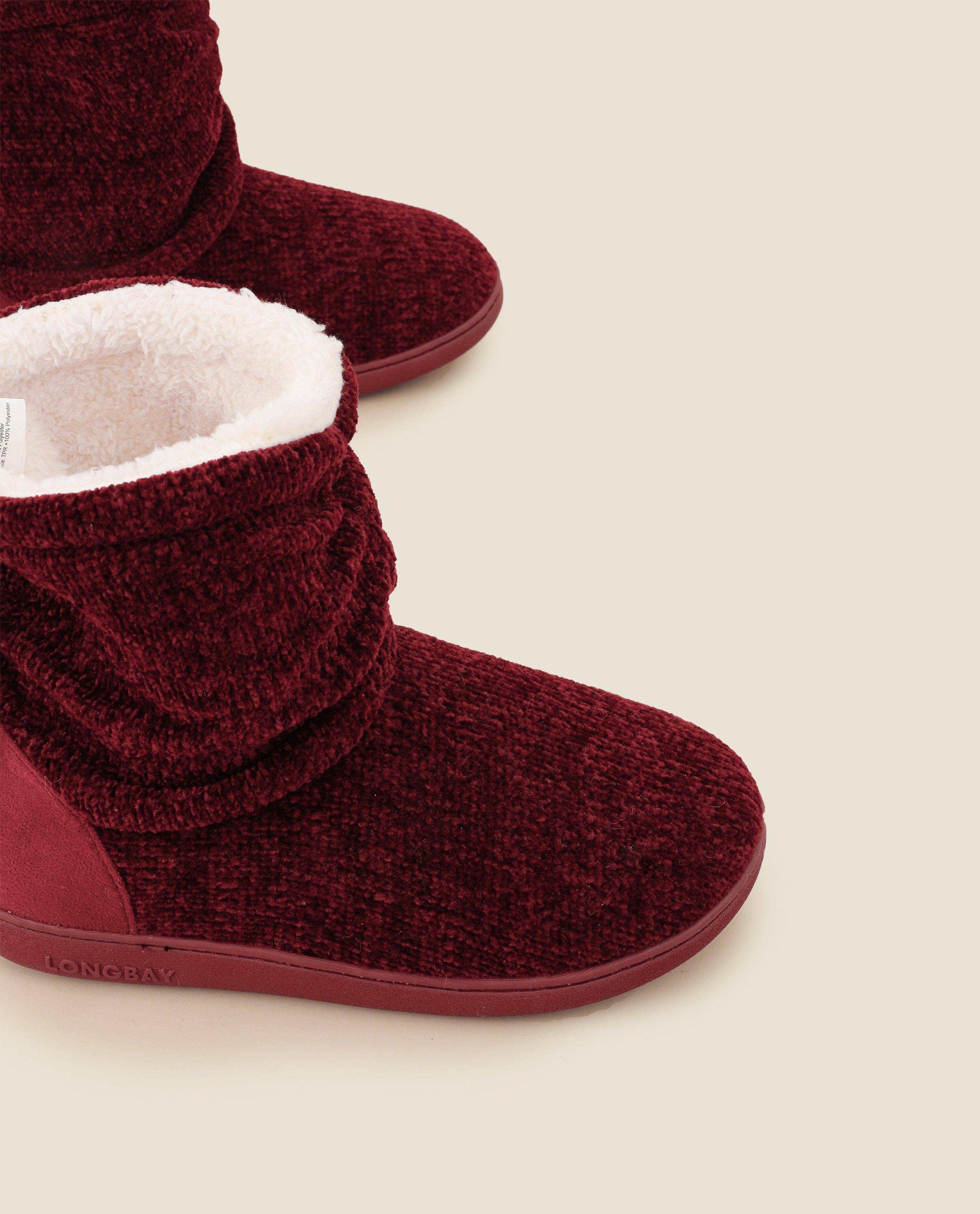 LongBay - Vente Bottines – femme - Chaussons bottillons en tricot chenille pour femmes Fuji23