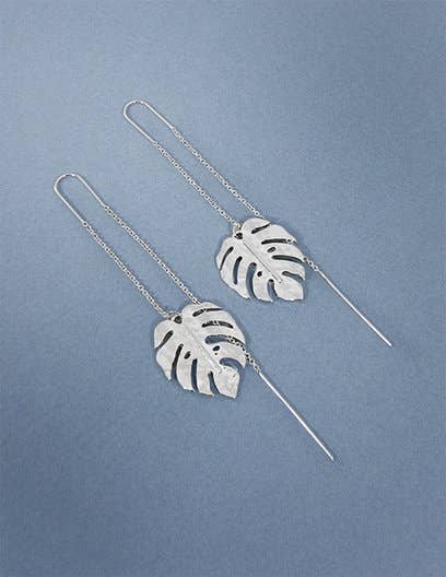 TheTizana - Wholesale Dangle Earrings - Monstera Earrings Tropical Plant Leaf - Long Drop5
