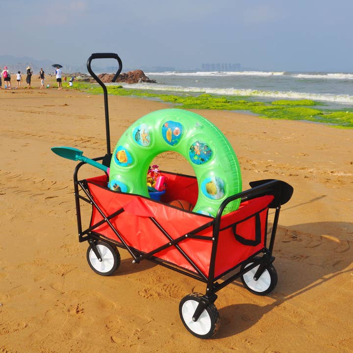 Hard Rock Health Stores - Wholesale Beach Accessories - Outdoor Folding Wagon Garden ; Large Capacity Folding Wagon Garden Shopping Beach Cart ; Heavy Duty Foldable Cart; for Outdoor Activities; Beaches; Parks; Camping14