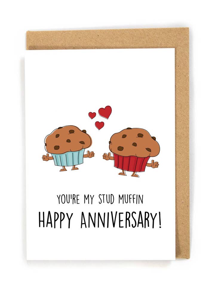 Cartão de aniversário Stud Muffin para cônjuge por atacado de DensenDesign