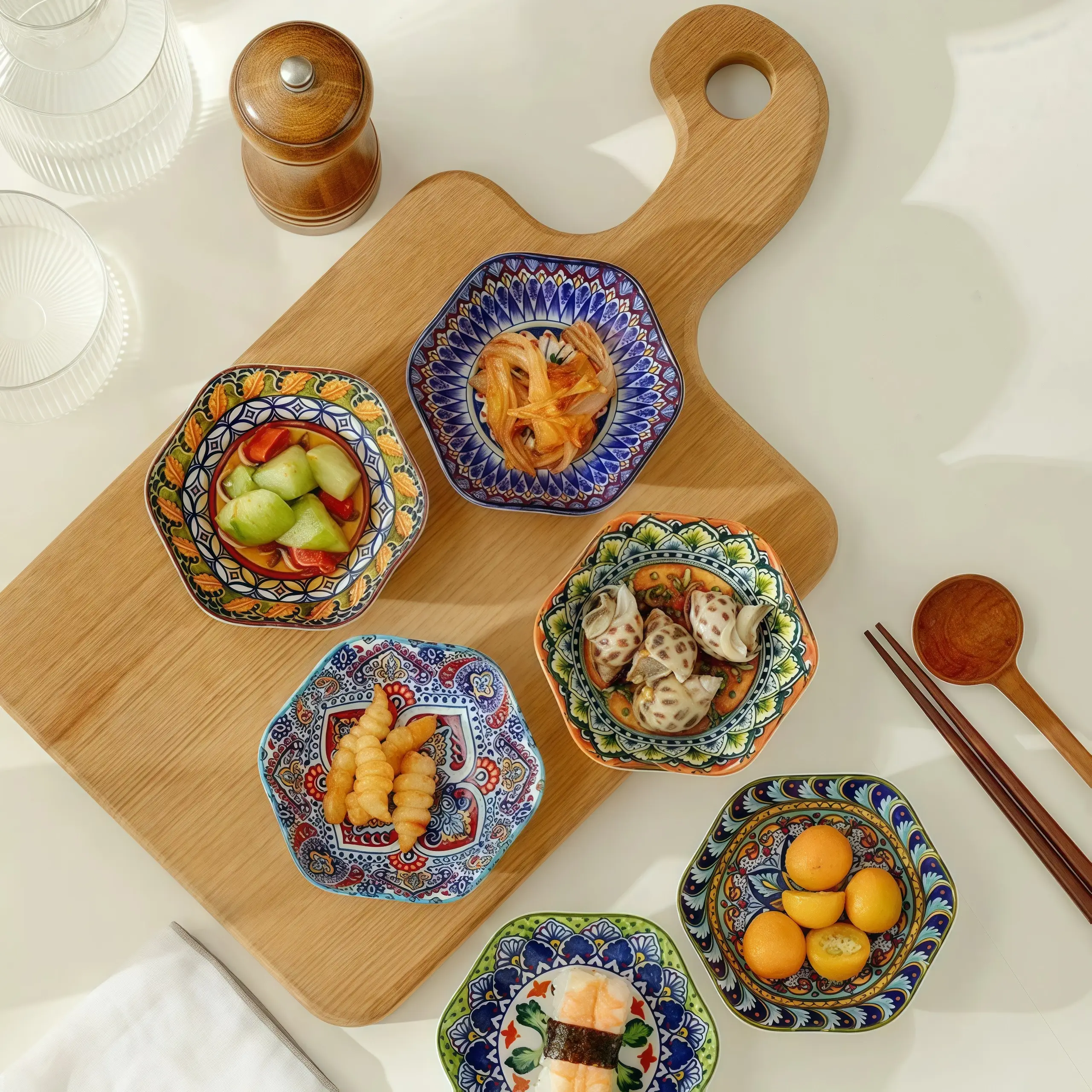 Otterware - Vente Bols à condiments/sauces - Bols en céramique hexagonaux et roses marocains (10 cm)9