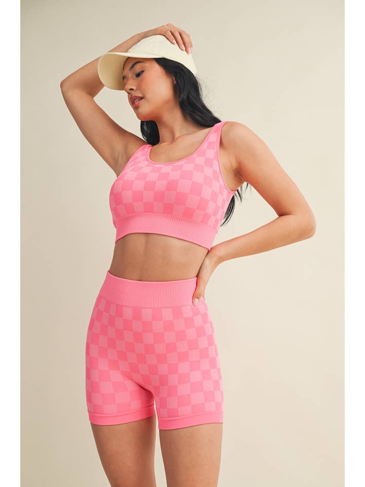 KIMBERLY C - Wholesale Activewear Set - Women's - Checkmate Cropped Two Piece Set42