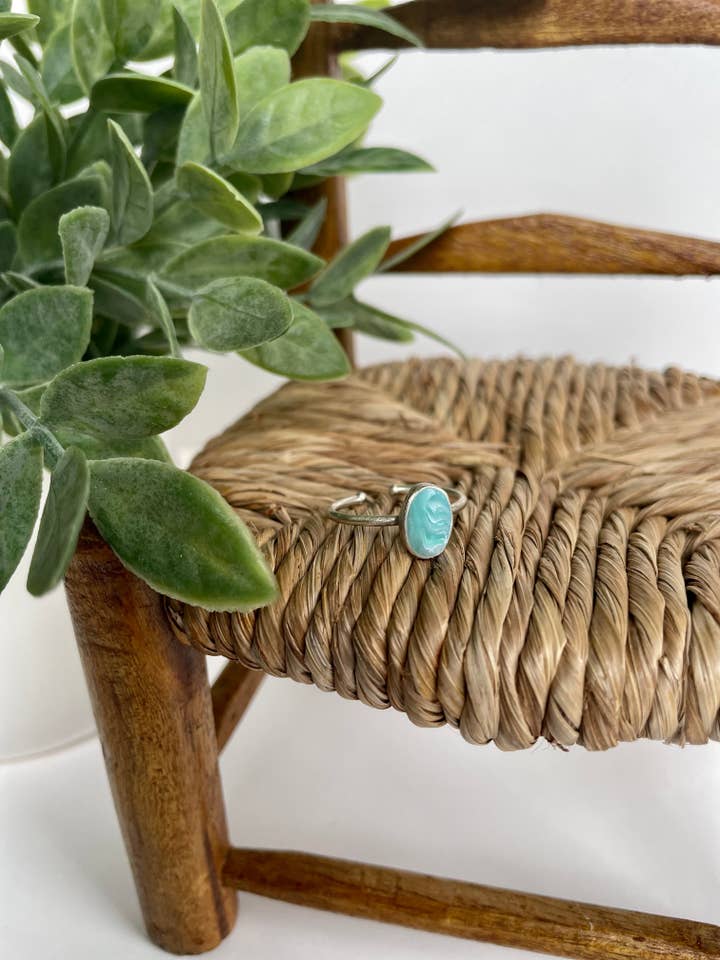 *Seaglass Oval Adjustable Ring for wholesale by Written In Clay