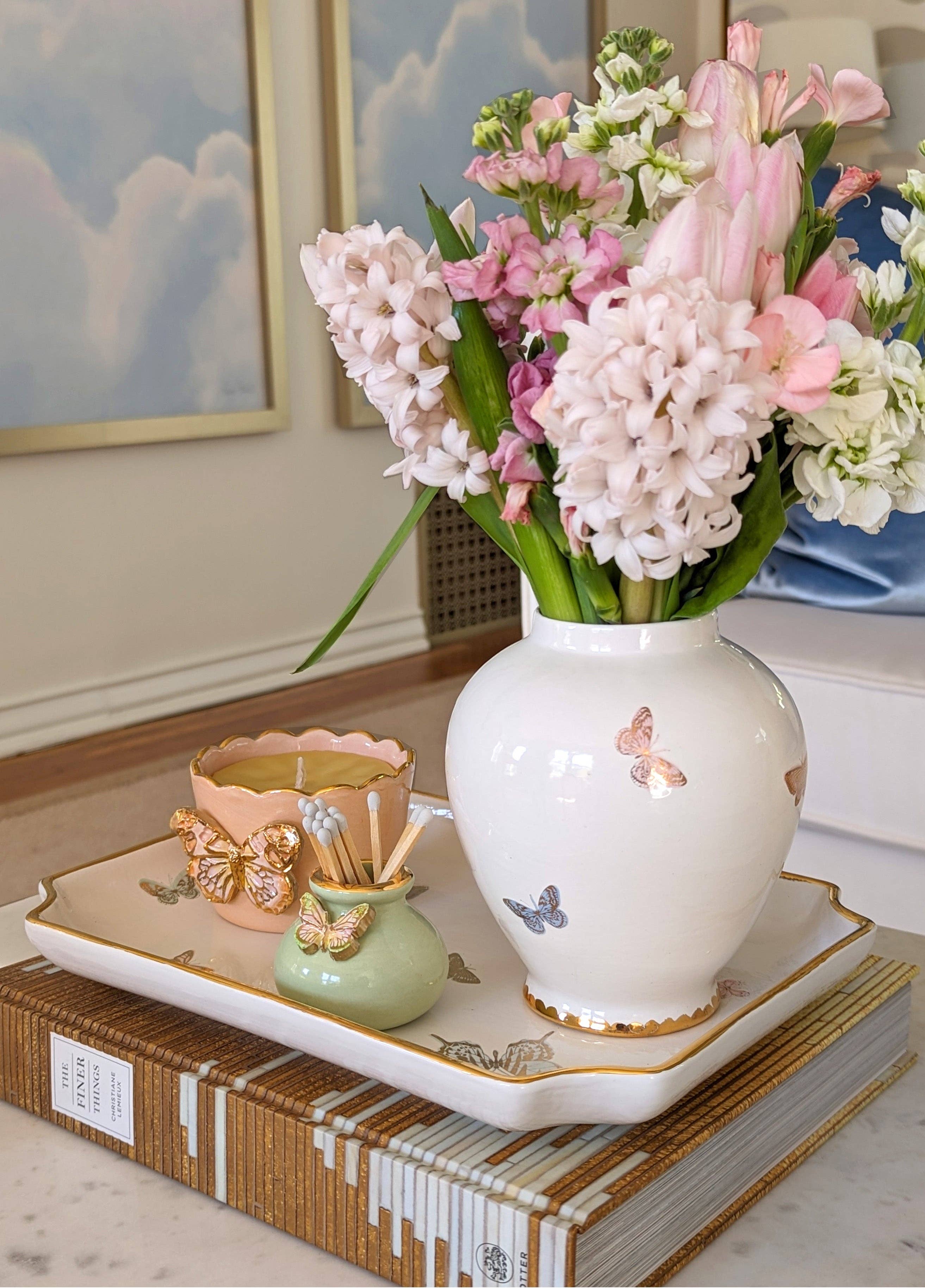 Lo Home | Ruby Clay - Wholesale Decorative Tray - Gilded Butterflies Trays with 22K Gold Accent3