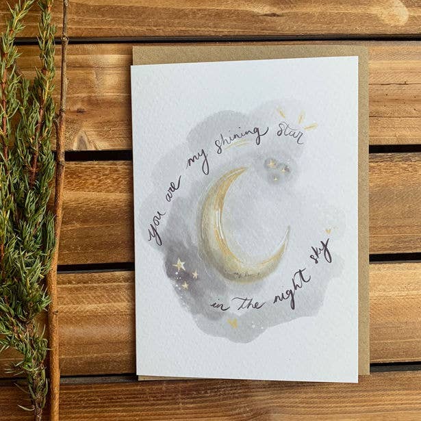 Sei la mia stella splendente nel cielo notturno - amore, anniversario, biglietto di San Valentino per la vendita all'ingrosso da parte di PaperTwigs Designs