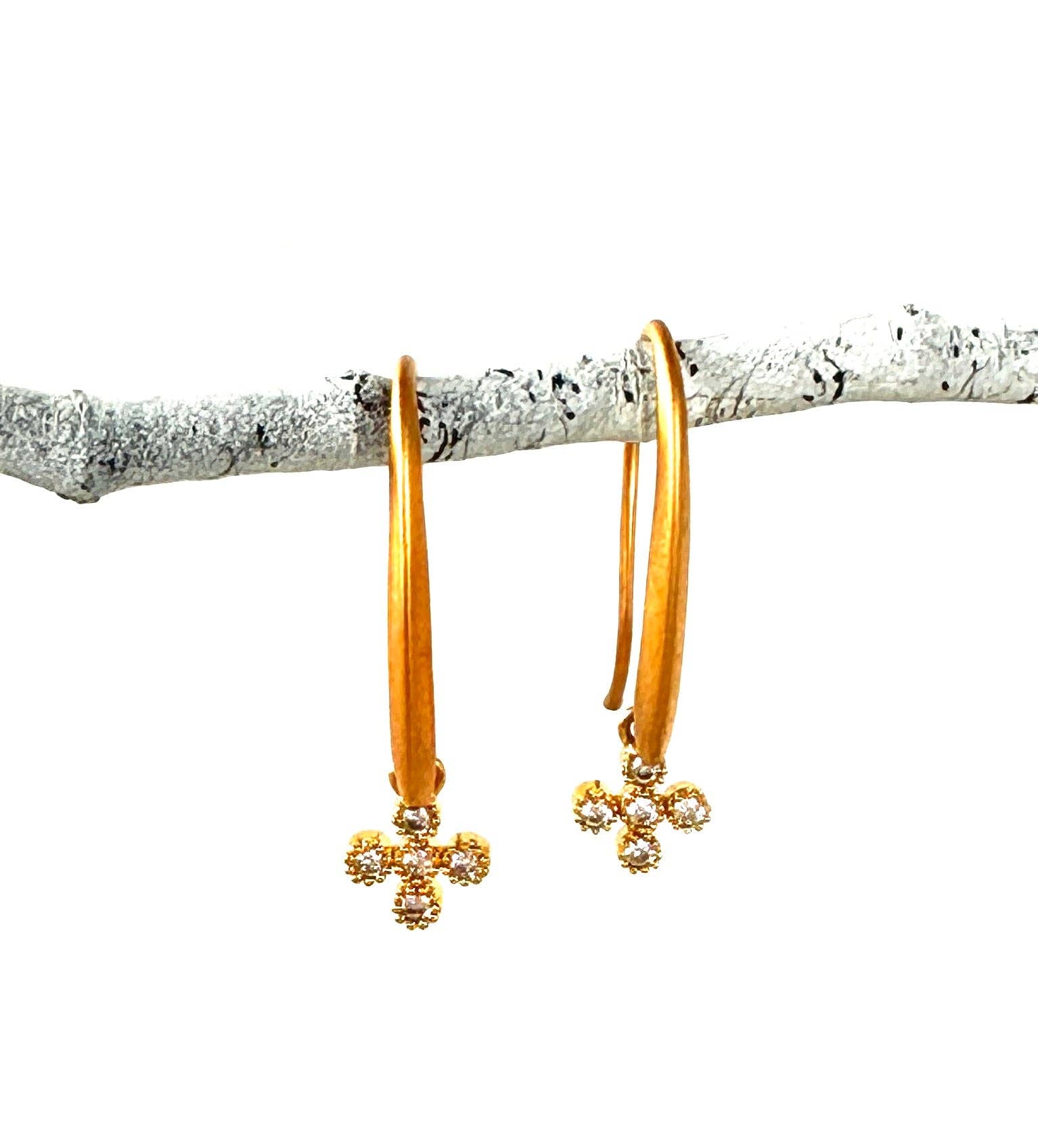 CV Designs - Vente Boucles d'oreilles pendantes - CZ Cross Drops-CVCT-BEST SELLER2