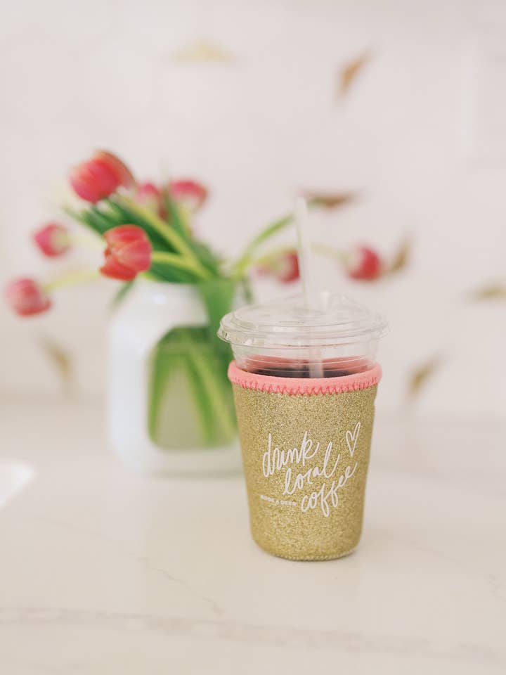 Drink Local Coffee Sparkle Drink Sleeve for wholesale by Doe A Deer