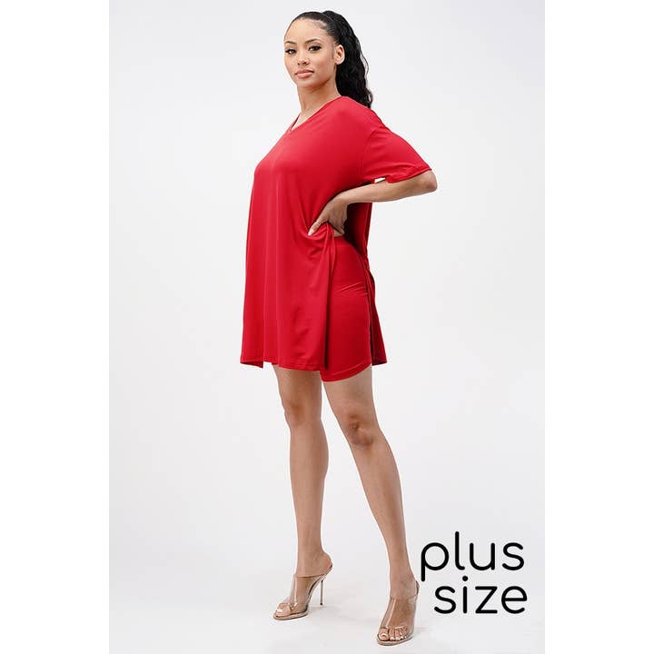 Lime All the Time - Wholesale Lounge Set - Women's - Big Side Split V neck Shirt and Shorts Set Plus