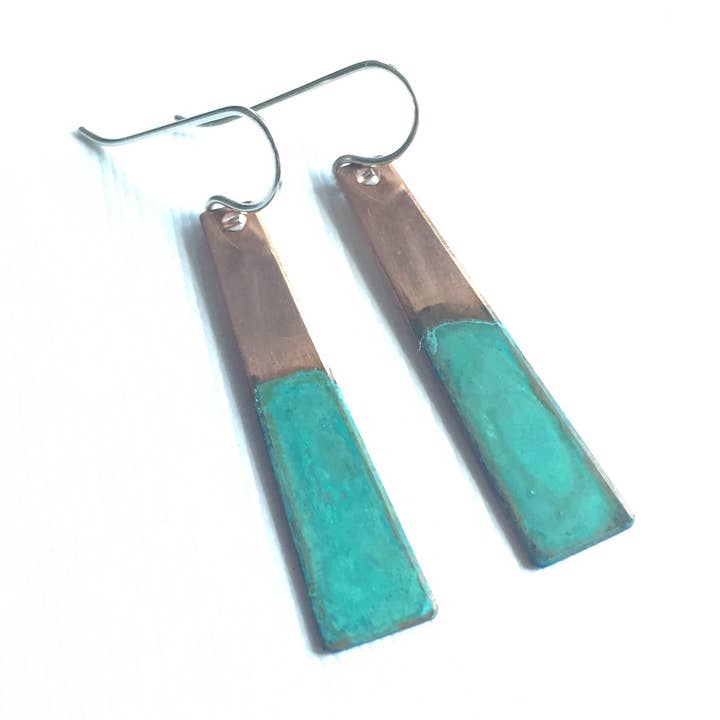 Pendiente rectángulos de dos tonos para venta al por mayor de ssd jewelry