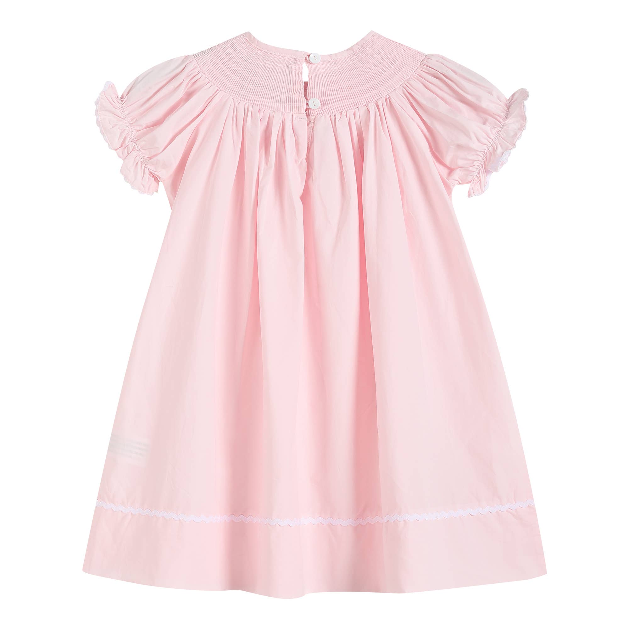 Lil Cactus - Wholesale Dress - Kids - Light Pink Daisy Smocked Bishop Dress1
