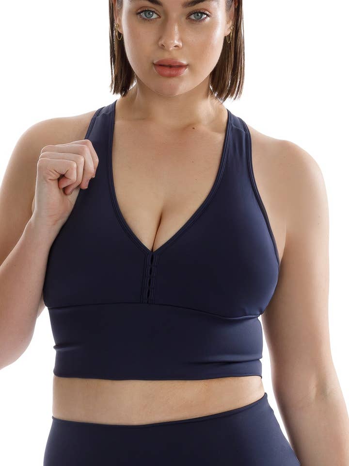 Navy Body Luxe Racer Back Bra for wholesale by Carra Lee Active