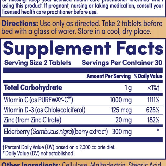 Zand - Wholesale Oral Supplement/Vitamin - Super C+ Elderberry Tablets3