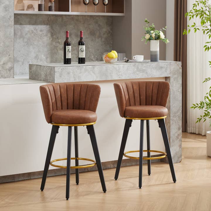 Counter Height Swivel Bar Stools Set of 2 with Back,3 Colors for wholesale by 39F Inc.