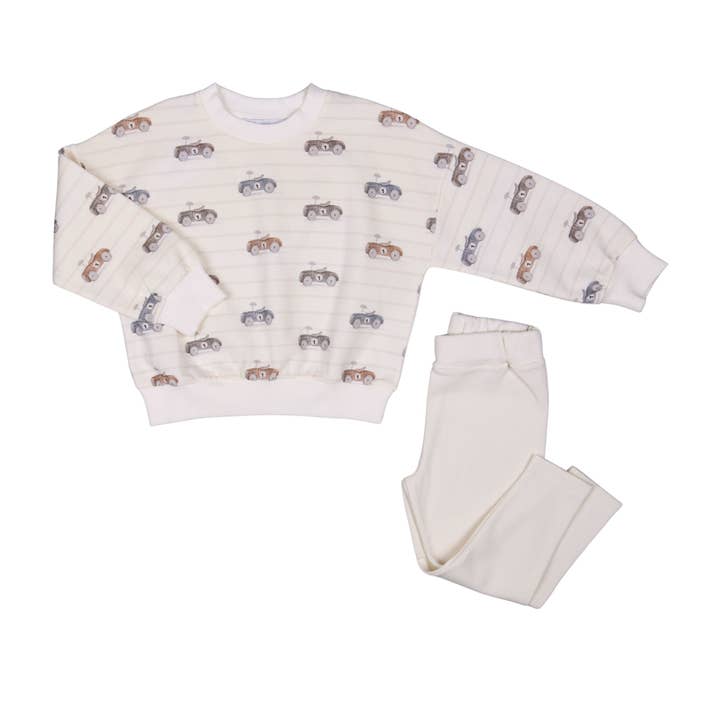 SAMI | Boys Car Print Waffle Cotton Leggings Set for wholesale by Bebe Sweeny