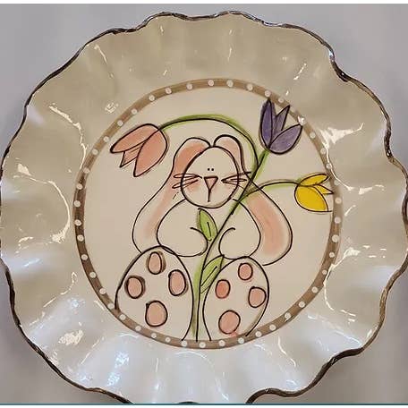 Pie Plate (AW Bunny Tulips) for wholesale by Heartfelt Traditions