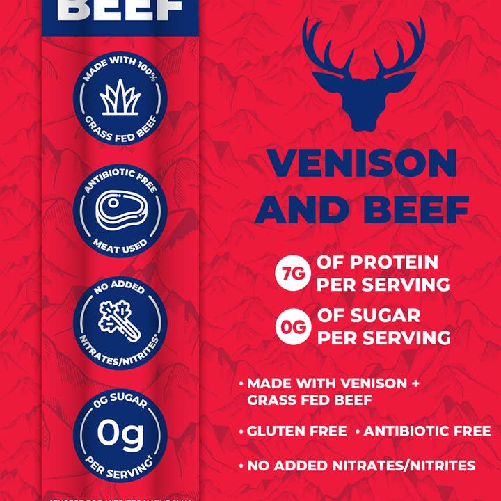 Farmers' Market Foods - Wholesale Jerky - Venison & Grass Fed Beef Snack Sticks - Caddy of 122