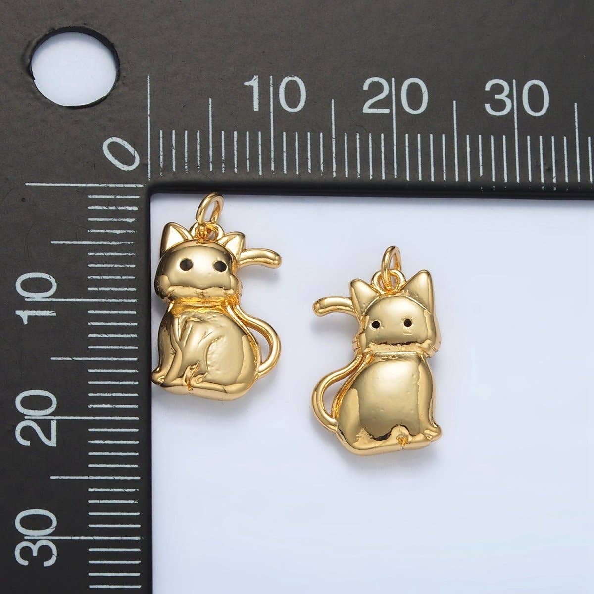 Aim Eternal - Wholesale Individual Charm/Pendant - 24K Gold Filled 15mm Mini Puffed Cat Kitty Pet Charm | AC1661