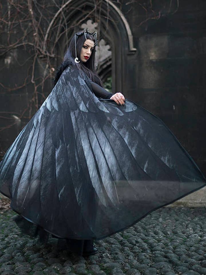 Raven Black wings halloween costume crow bird angel feathers for wholesale by Costurero Real