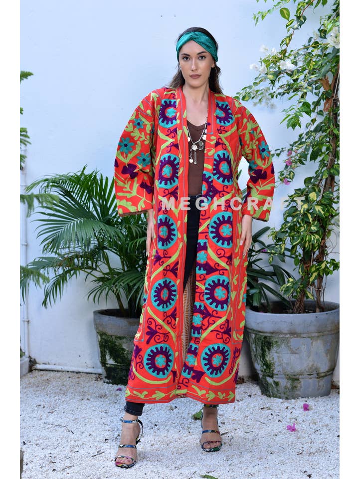 Meghcraft - Wholesale Kimono - Women's - Exclusive Suzani Embroidered Kimono robe